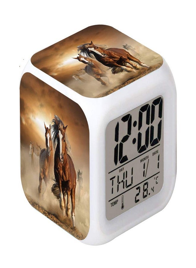 Cointone Led Alarm Clock Horse Design Creative Desk Table Clock Glowing Electronic Colorful Digital Alarm Clock for Unisex Adults Kids Toy Birthday Present - Image 1